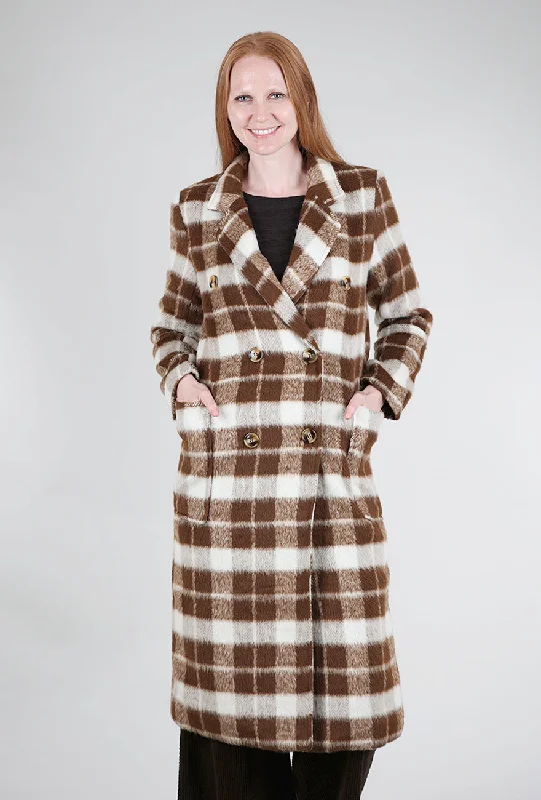 Striped Petra Coat, Brown Classic Women's Tweed