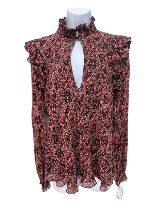 Giam Battista Valli Size 38 Red & Black Print Missing Material Tag Abstract Top Youthful Women's Pop