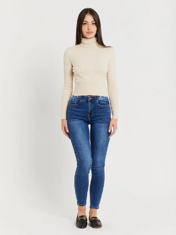Jean skinny détail mors Denim bleu moyen Rugged Women's Outdoor 