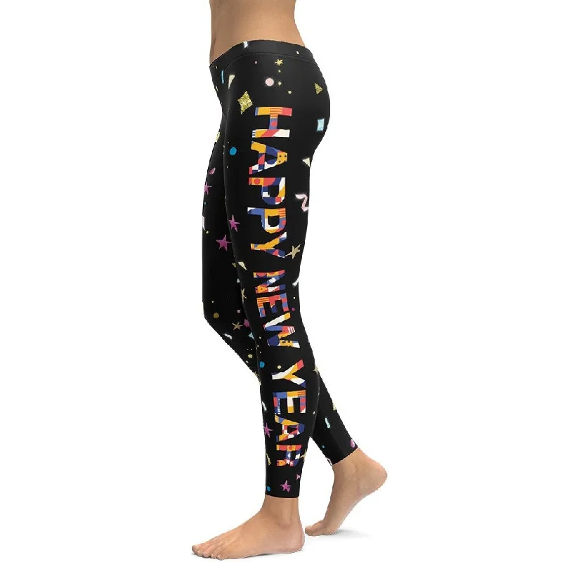 Happy New Year Leggings Confident Women's High - fashion