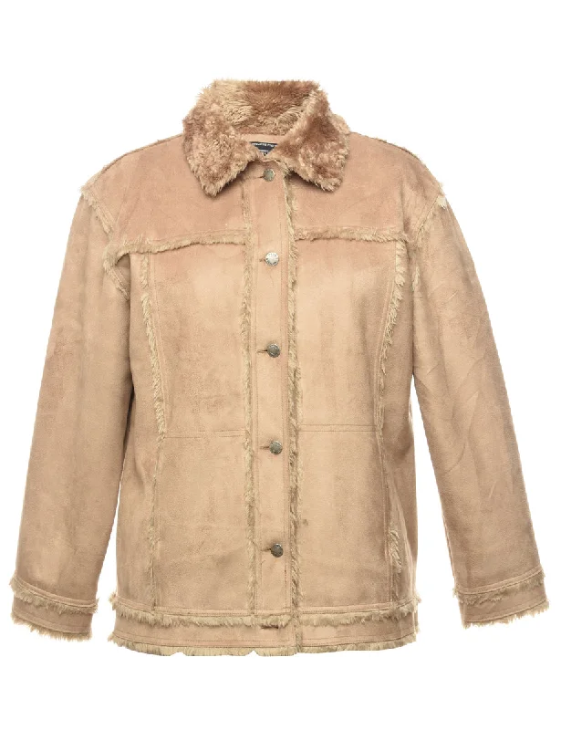 Brown Faux Fur Lined Coat - XL Confident Women's High - fashion