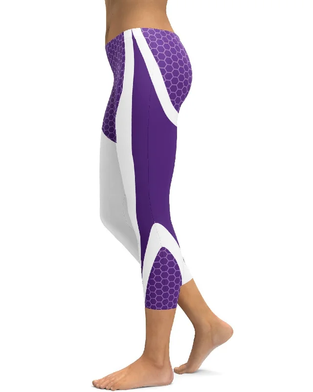 Purple Honeycomb Carbon White Capris Scandinavian
