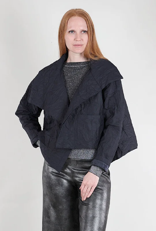 Cropped Asymmetric Jacket, Midnight British Gentlewoman Style