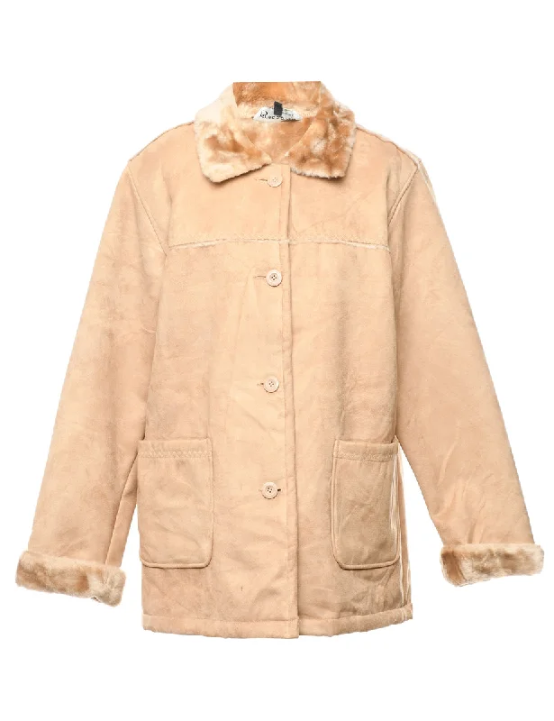 Faux Fur Lining Midi Length Coat - L Elegant Women's 