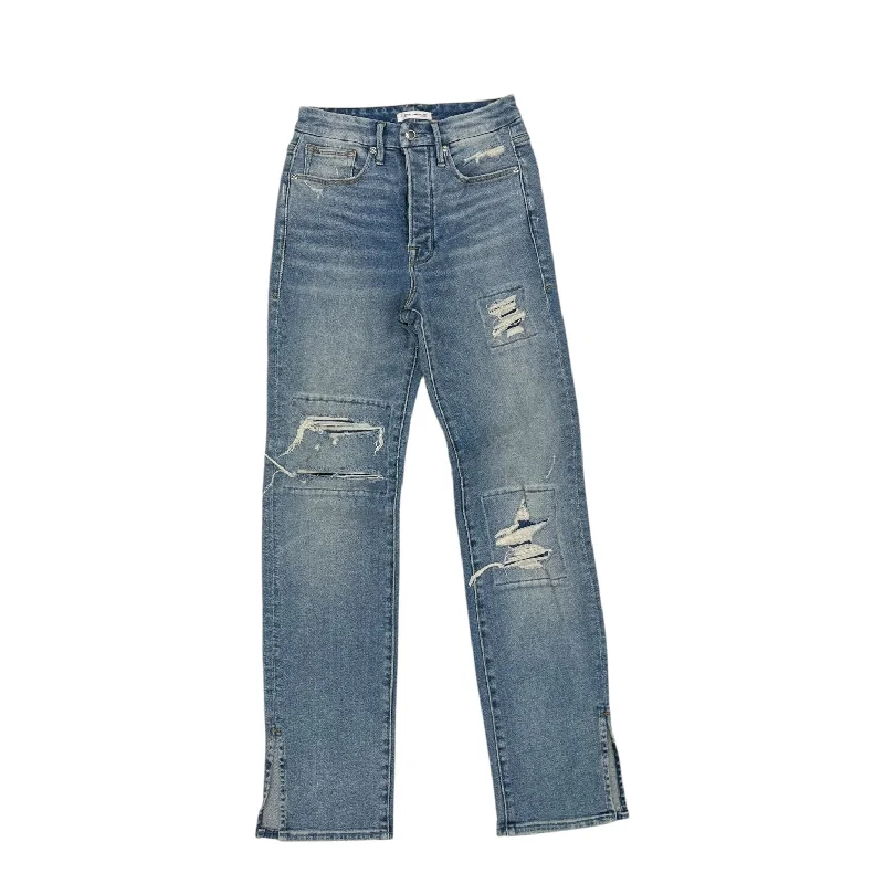 Jeans Straight By Good American In Blue Denim, Size:4 Casual Women's Loose - fitting