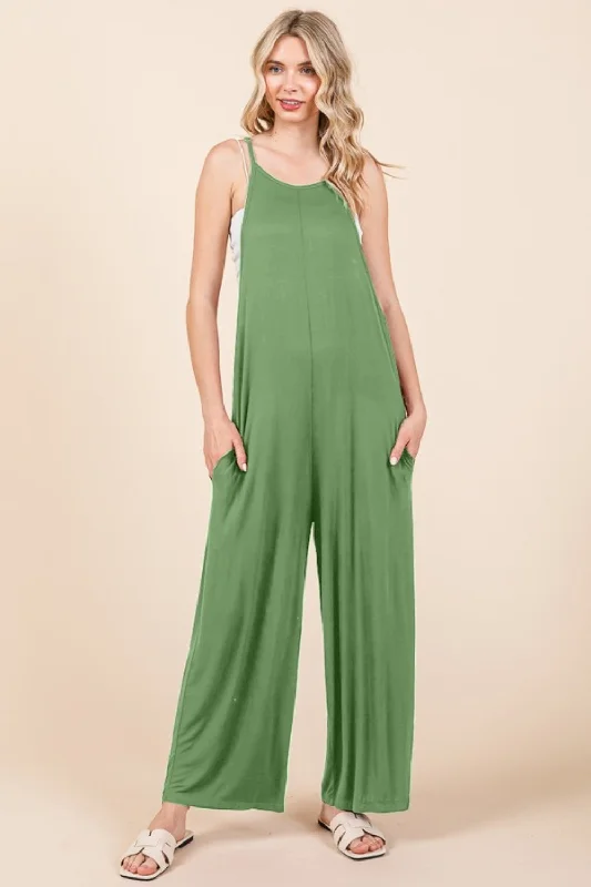 Culture Code Full Size Sleeveless Wide Leg Jumpsuit with Pockets Modern Women's 