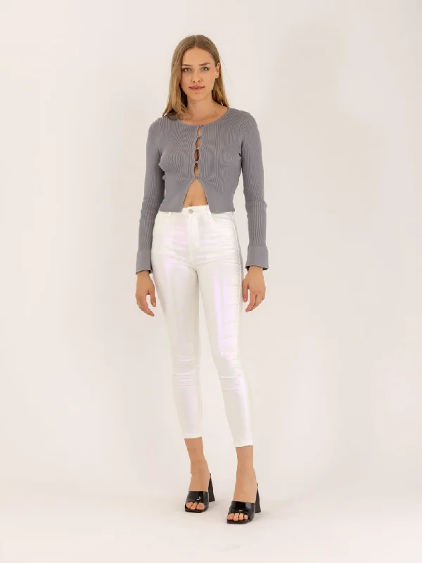 Jean skinny blanc métallisé effet brillant Bold Women's Statement