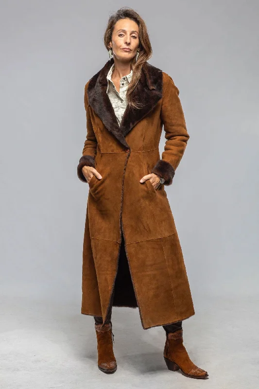 Mercedes Long Shearling In Cognac Edgy Women's Punk