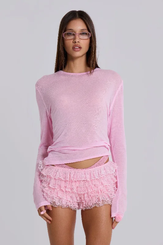 Pink Mist Long Sleeve Top Stylish Women's Neon
