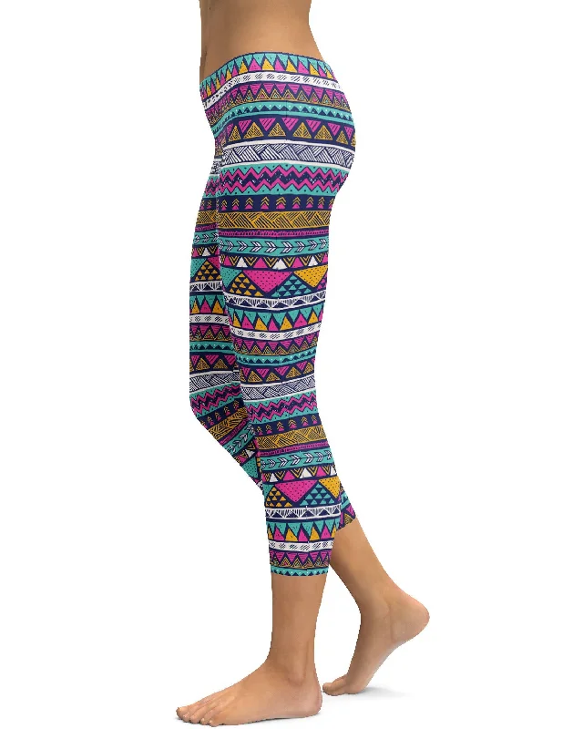 Colorful Aztec Pattern Capris Luxurious Women's High -  end