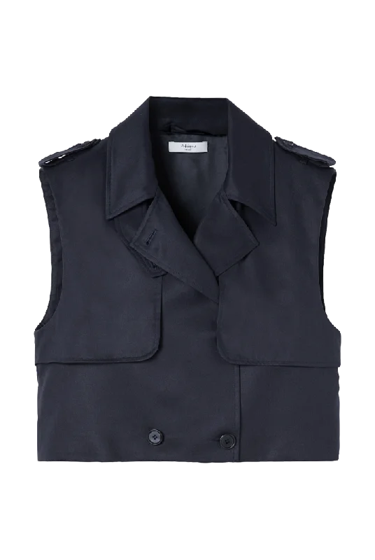 Evening Blue Cropped Trench Vest Confident Women's Power