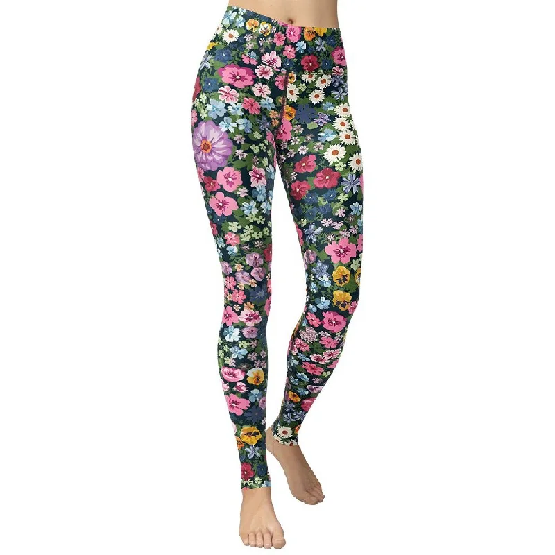 Pretty Floral Yoga Leggings Elegant Women's Formal 