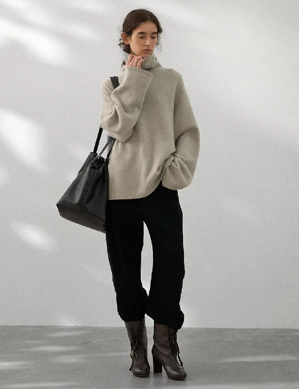 Soft Wool Turtleneck Sweater Hip Women's Urban