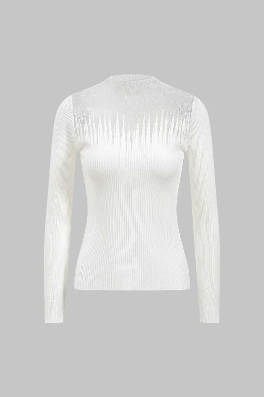 Patchwork Knit  Long-Sleeve Top Athletic Women's High - 
