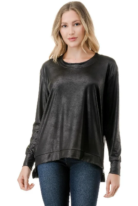 Coated Hi-Lo Side Zipper Top Artistic Women's Avant - 