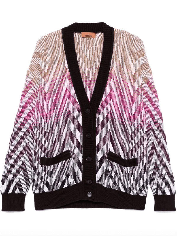 chevron-knit cardigan Preppy Women's College