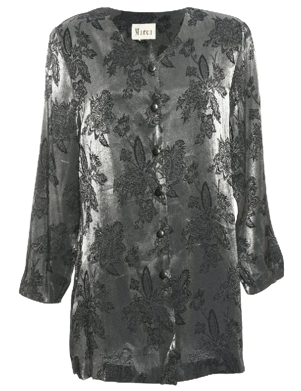 Floral Silver Jacket - L Modern Women's Tech