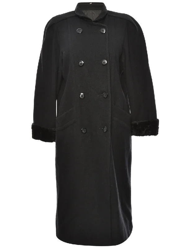 Double-Breasted Black Classic Coat - L purpose