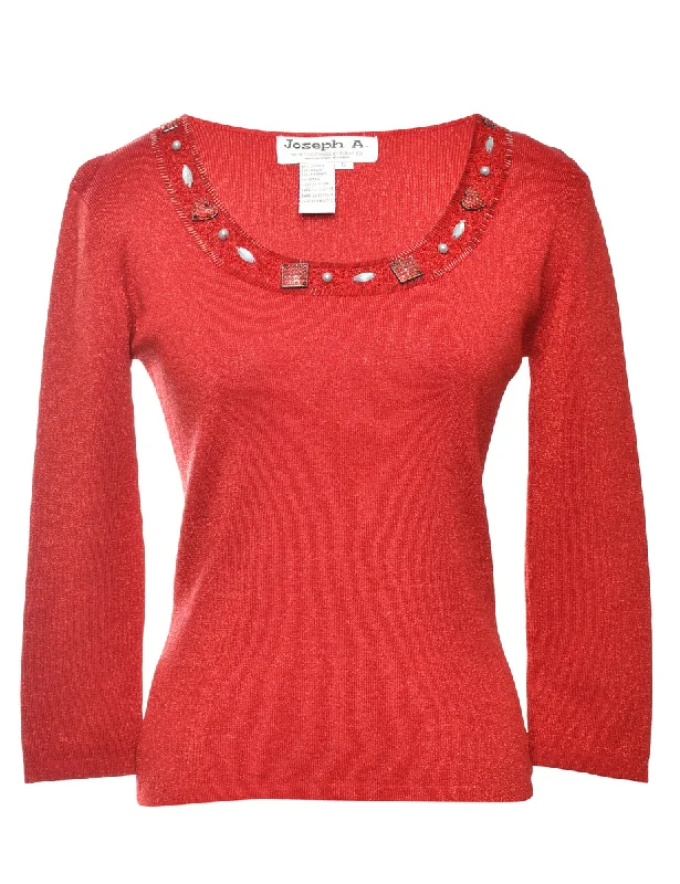 Red Party Jumper - S Cozy Women's Sherpa - lined