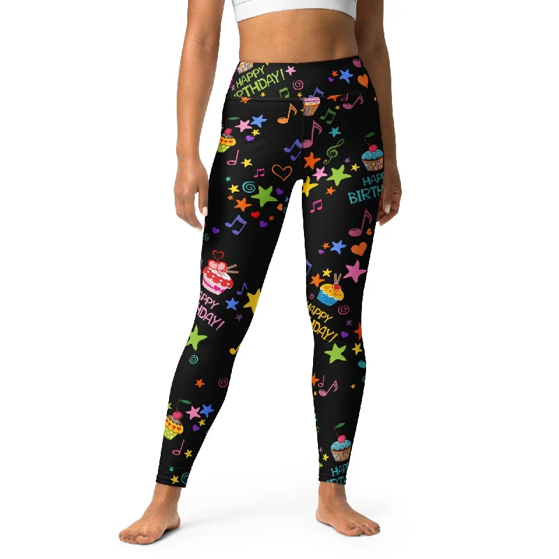 Happy Birthday Yoga Leggings Feminine Women's Soft 
