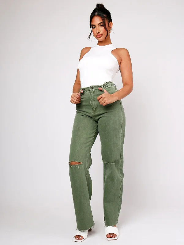 Jean vert style wide Hip Women's Retro