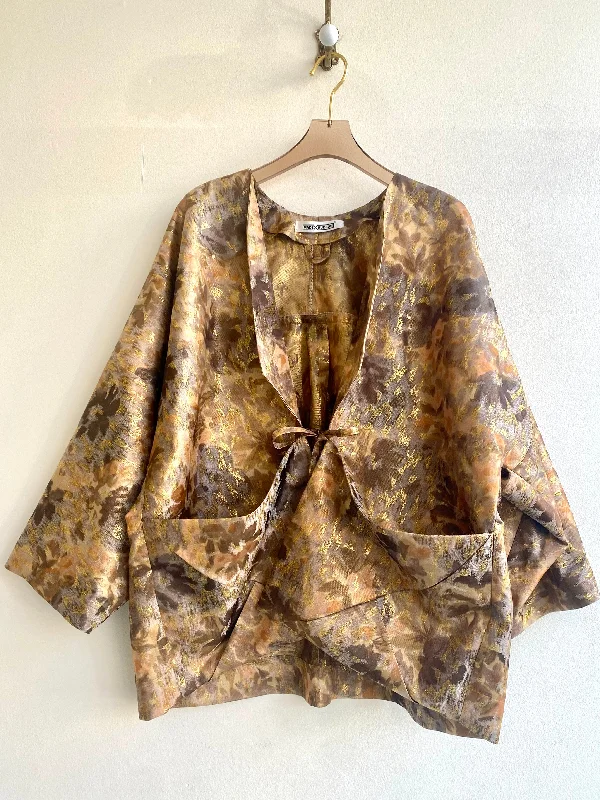 Carmel Flower Brocade Vintage Deadstock Fabric Chore Jacket Geometric