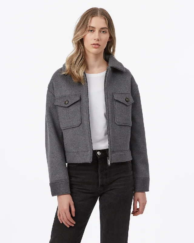 Wool Short Utility Jacket Edgy Women's Punk