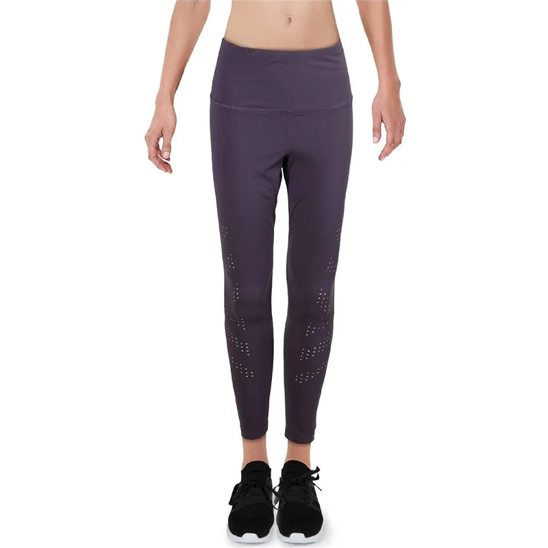 Reebok Womens Perforated Yoga Pants, Purple, Large Refined Women's 