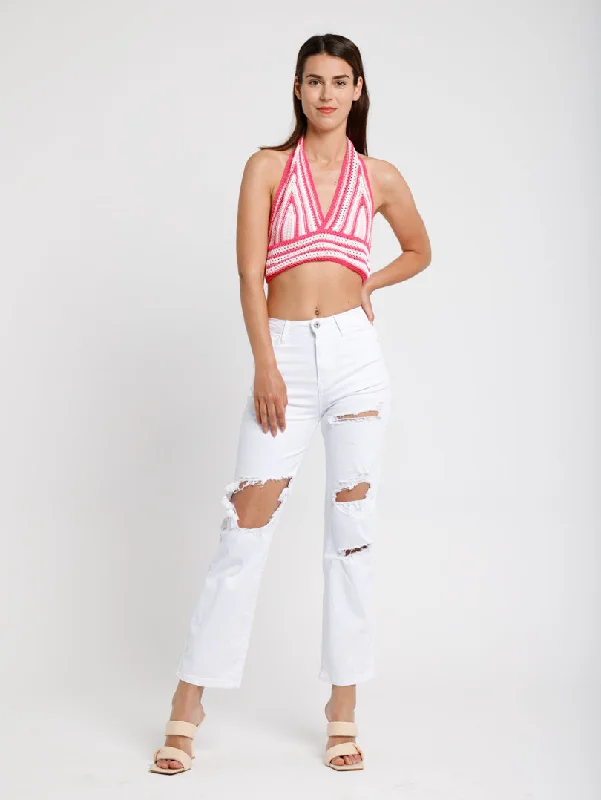 Jean wide déchiré blanc Modern Women's 