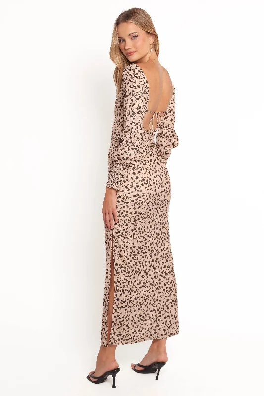 Gisella Long Sleeve Midi - Brown Floral Gym