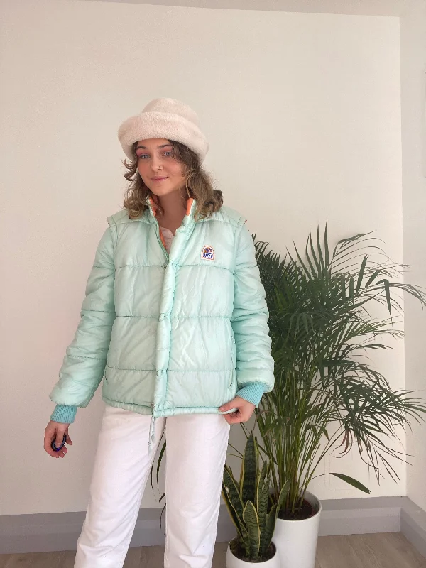 Vintage Mint Green Puffer Jacket (S) Preppy Women's College