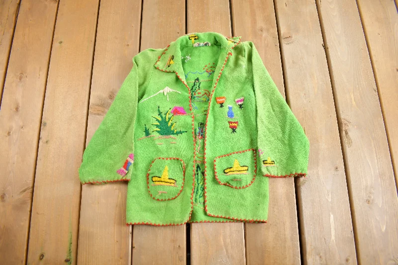 Vintage 1950s Mexican Embroidered Souvenir Jacket Vacation