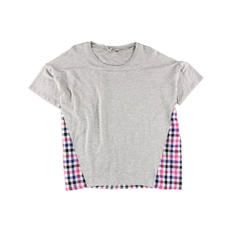 G.H. Bass & Co. Womens Contrast Short Sleeve Sweatshirt, Grey, X-Large Elegant Women's Formal 