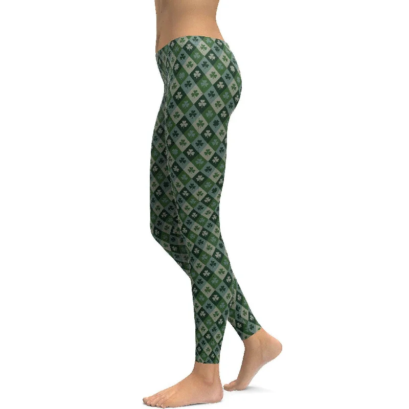 Shamrock Pattern Leggings Vintage Women's 1970S 