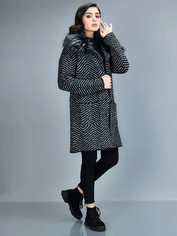 Patterned Faux Fur Coat Scandinavian