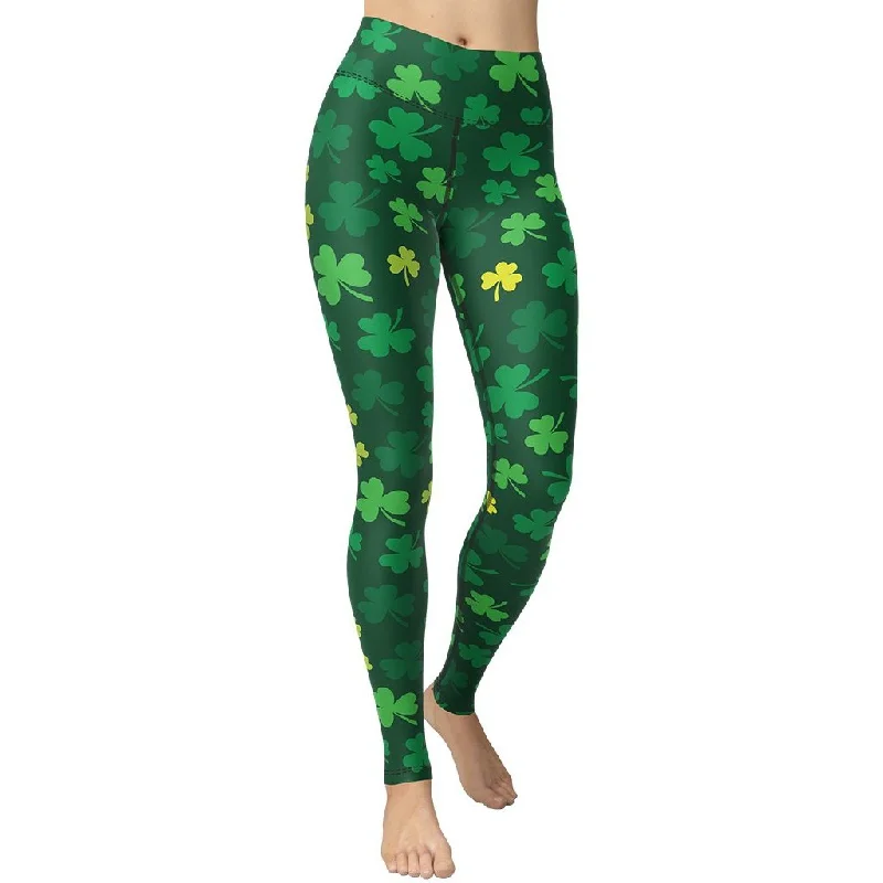 Shamrock Pattern Yoga Leggings Traditional Women's 