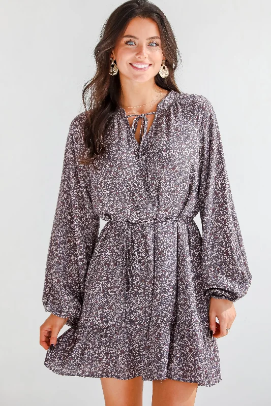 Iconic Beauty Plum Floral Mini Dress Sporty Women's Athleisure 