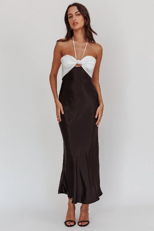 Hassie Knot Bust Halter Midi Dress Black Adventure