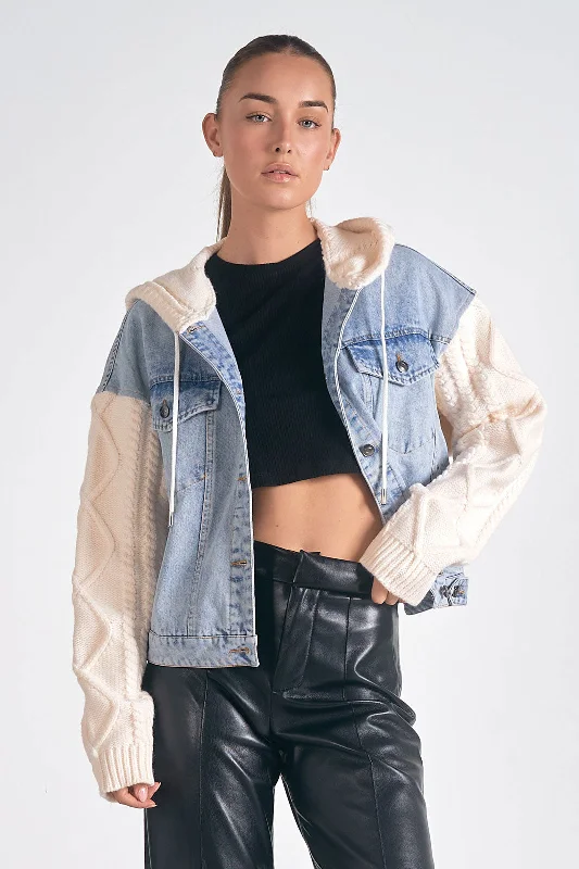 Elan Denim Jacket Hoodie Confident Women's Power