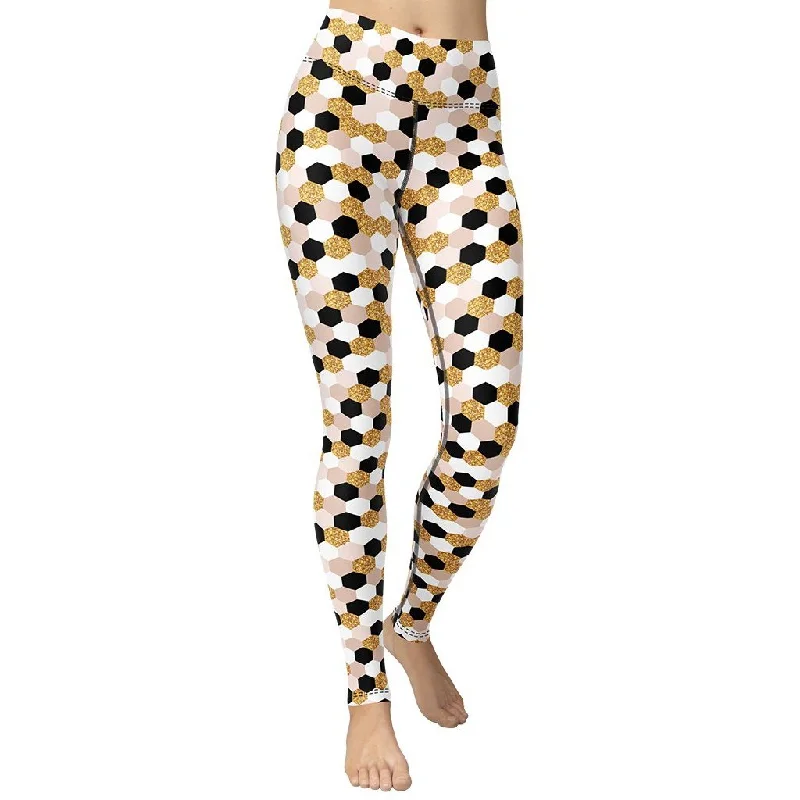 Glittery Print Yoga Leggings Athletic Women's 
