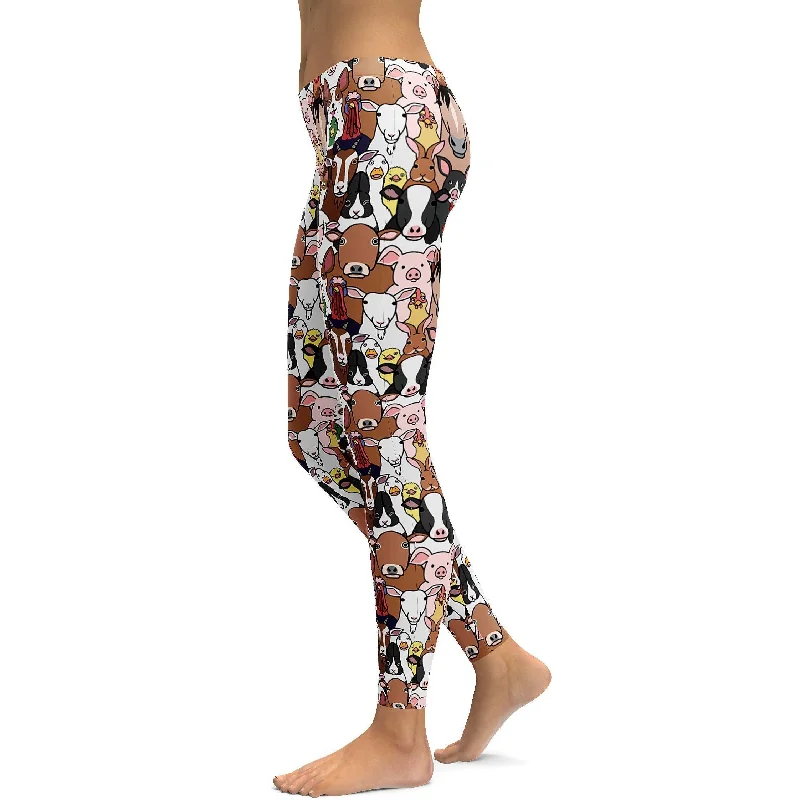 Farm Animals Leggings Preppy Women's College