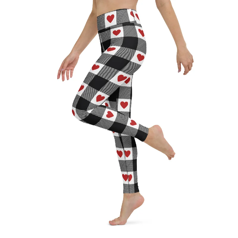 Heartfelt Plaid Yoga Leggings Dynamic Women's High - energy