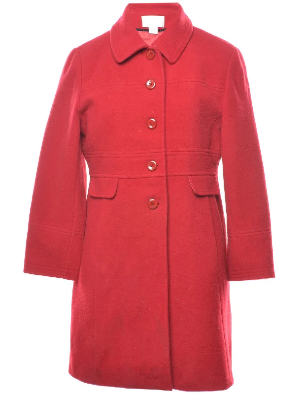 Red Classic Wool Coat - L Streetwear Style for 