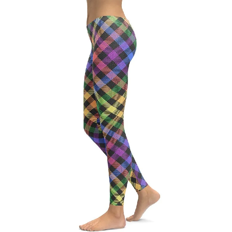 Colorful Plaid Leggings Relaxed Women's 
