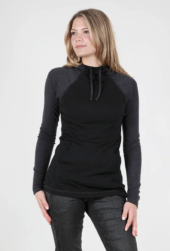 Thermal Drape Hood Base Layer, Charcoal/Black Women