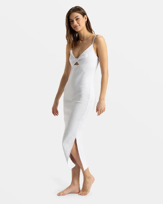 Wavey Lady Midi Dress - Snow White Australian Beach