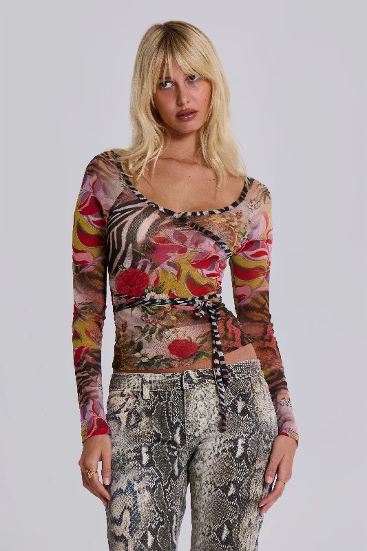 Ascari Vintage Mesh Wrap Top Geometric