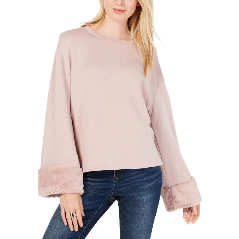 I-N-C Womens Faux Fur Trim Sweatshirt Relaxed Women's 