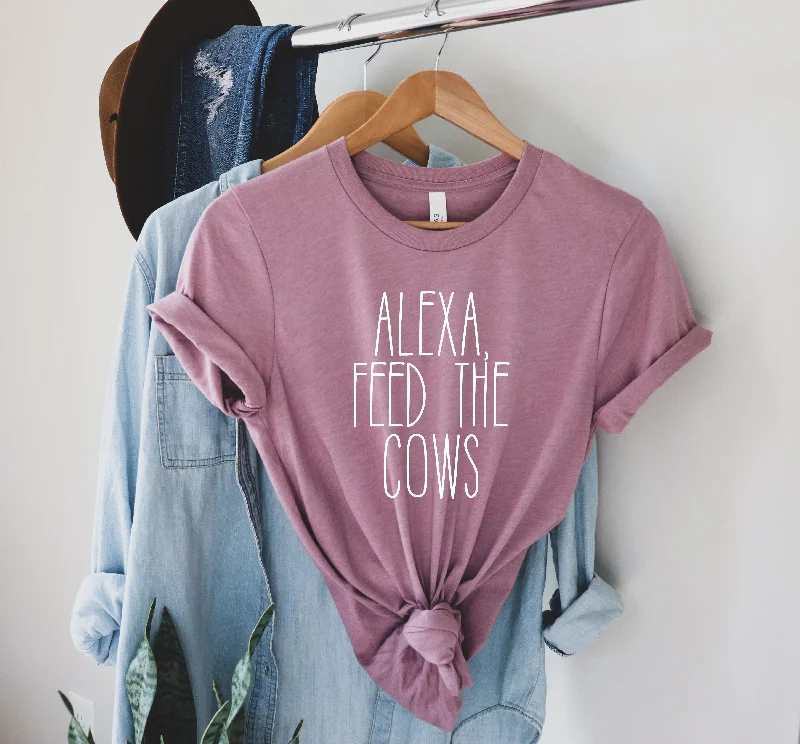 Alexa Feed the Cows {White Graphic} - Exclusive - Adult Tee Classic Women's Pin - striped