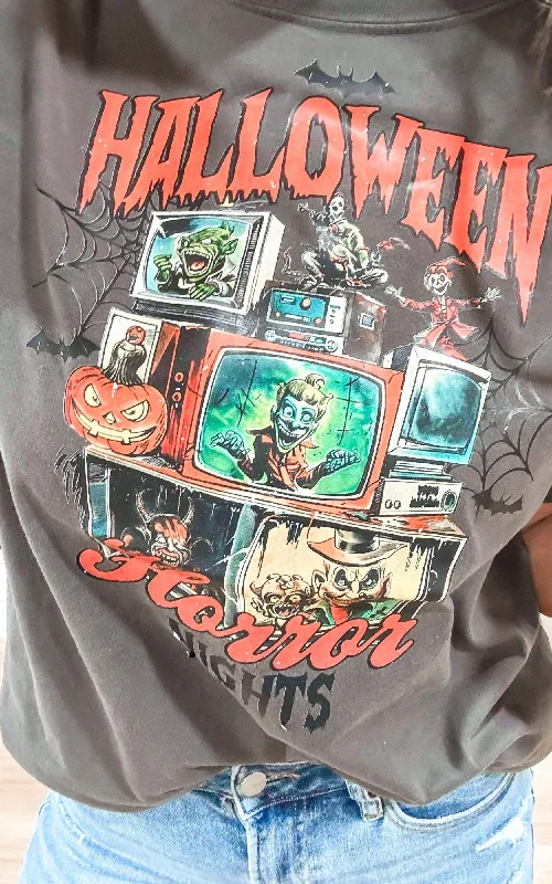 Halloween Horror Nights Garment Dyed Graphic T-shirt - FINAL SALE Stylish Women's Neon Halloween Horror Nights Garment Dyed Graphic T-shirt - FINAL SALE Stylish Women's Neon